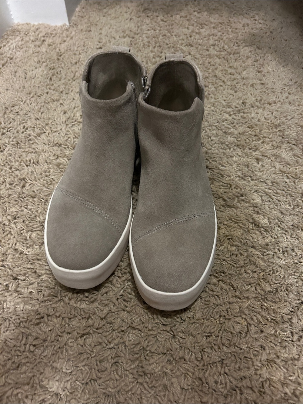 Toms Taupe Suede Platform Ankle Boots